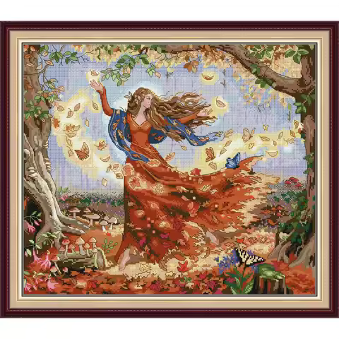 News Pre-Printed Cross Stitch Kit, Stamped Aida Fabric with DMC Threads, Embroidery Kit - Butterfly