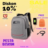 (Toko Ob) Men's Laptop Backpack 31L Polo Villa 14045 Fashion Bag (USB Extension, Rain Cover,Expand)
