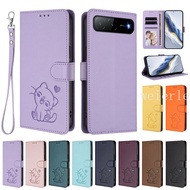 Cute Cat Phone Case for Tecno Spark GO 5G Case KM9 Tecno Spark GO 5G 2025 Case Wrist Lanyard Leather