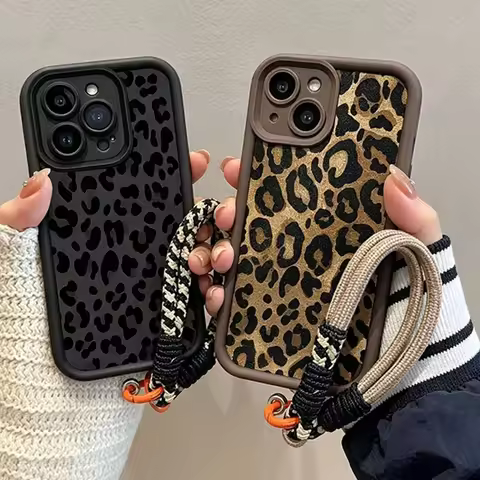Black Brown Leopard Pattern Wrsit Strap Phone Case For Huawei Honor 600 400 Lite Pro 90 200 Lite X8C