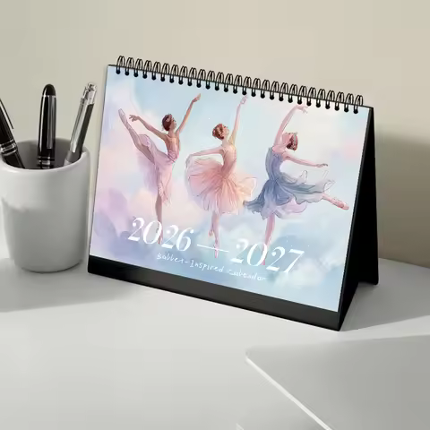 1pc 2026-2027 Ballet Girl Calendar,Desktop Planner, Perfect Gift for Birthday Christmas New Year, 24