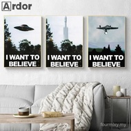 I Want To Believe UFO Poster  X Files TV Series Canvas Art Print for Living Room Wall Decor  Rocket 