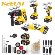 KEELAT 4-in-1 Brushless Impact Drill Impact Wrench Angle Grinder Hammer Drill Universal Battery Powe