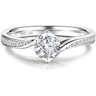 AGVANA Soulful Gleam 0.3-1.0 Carat Lab Grown Diamond Ring in Sterling Silver (0.4-1.1 Ct. Tw.) Engag