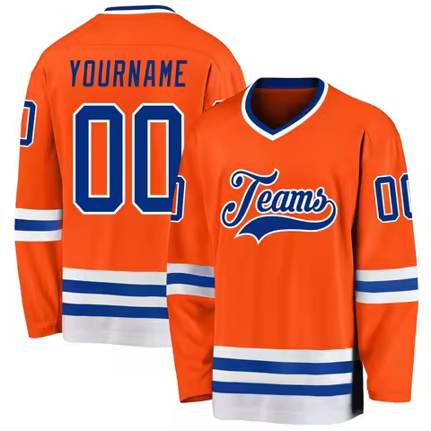 Custom Name & Team Orange Blue White 3D Printed Fashion Men's Hockey Jersey Summer Personali Sport T