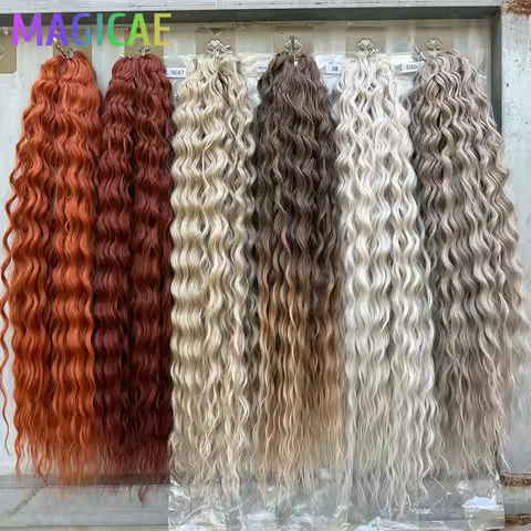 Magicae 3Pcs 24Inches 300Grams Ariel Deep Water Twist Braids Crochet Curly Hair Orange Brown6# Blond
