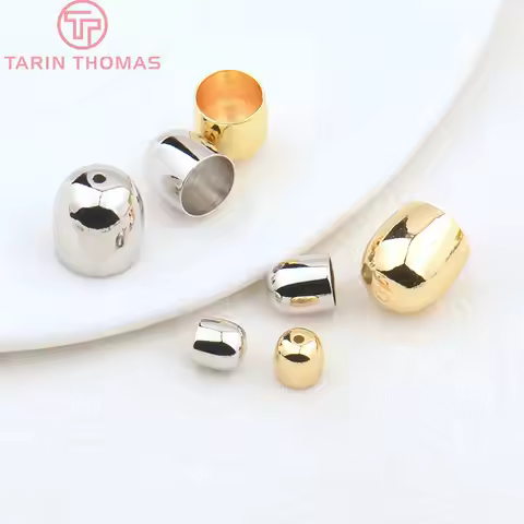 (3487)12PCS 6MM 8MM 10MM 11MM 24K Gold Color Brass Bead Caps Charms Connector High Quality Diy Jewel