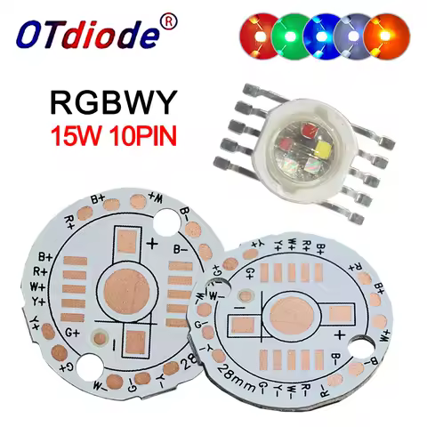 High Power LED RGBWY 15W Chips RGB 10Pin Red Green Blue White Yellow Colorful For 3 6 9 12 15W Watt 