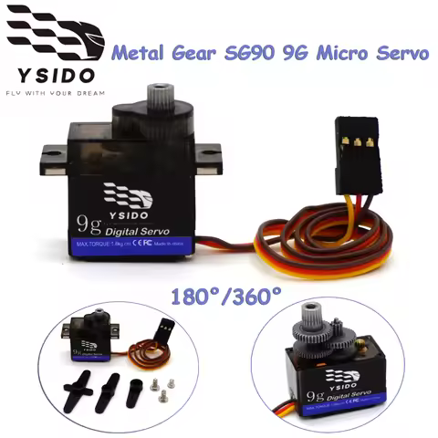 YSIDO SG90 9G Micro Servo Motor Controller 180°/360° for RC Robot Arm Airplane Helicopter Aircraft R