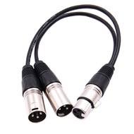 30CM 3 Pin XLR FEMALE Jack To Dual 2 MALE Plug Y SPLITTER Cable Adaptor 1 FT Foot Cord
