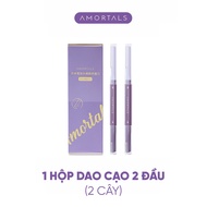 Bộ 2 Dao cạo lông mày hai đầu Amortals dao tỉa lông mày tiện lợi không gỉ an toàn cho da