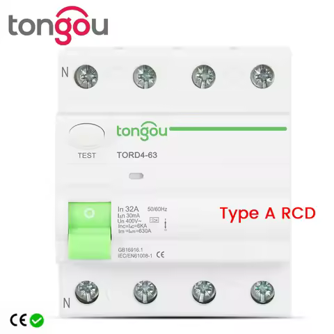 Type A RCCB Electromagnetic Residual Current Circuit Breaker A ELCB 4 Pole 16A 25A 40A 63A RCD 30mA