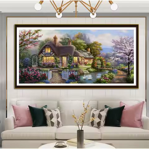 DIY Kits Garden Cabin Cross Stitch 11CT 9CT Home Landscape Decorative Painting Embroidery Printed Cl