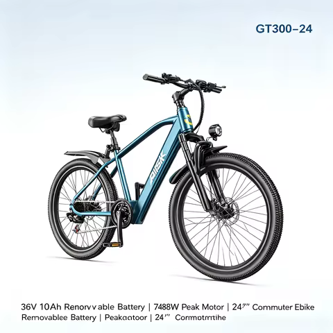 GT300‑24 Blue 24 Inch Adult Electric Bike 48V 23Ah Removable Lithium‑ion Battery Hydraulic Disc Brak