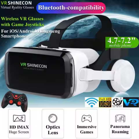 Wireless Virtual Reality VR Glasses IMAX Huge Screen 3D Movie Google Cardboard Box Headset for 4.7-7