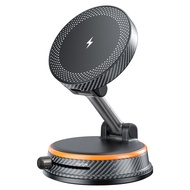 Magnetic Car Phone Holder with Wireless Charging 15W, Vacuum Suction Mount, 1080° Rotation, Universa