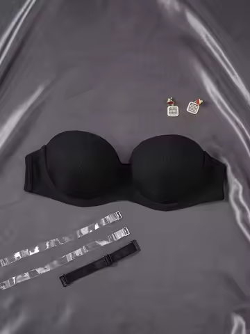 Women's Half Cup Thin Solid Color Invisible Strapless Push Up Support Breast Comfort Bra Suitable fo