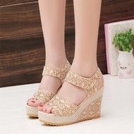 New fashion wedge high heels for women, waterproof thick-soled high heels, 10cm high