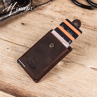 Hiram da thật bài tự động ví cho nam RFID ngắn Hasp nam Slim ví đựng tiền xu 7 khe cắm thẻ chủ sở hữ