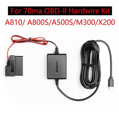 for 70mai obd- Hardwire Kit Parking Surveillance Cable 24 hours for Type-C and micro USB A500S,a800s