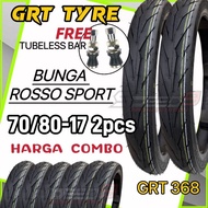 (FREE TUBELESS BAR) COMBO 2PCS GRT TYRE 70/80-17 TAYAR MOTOR MURAH