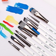 10Pcs Professional Paint Brush Set - Nylon Bristles for Acrylic, Oil, Watercolor, Miniature Detailin