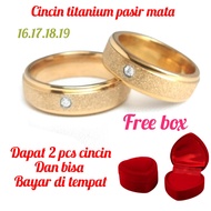 COD KK!!! CINCIN Pasir Gold Kawin Dapat 2 pcs Dan Free Box Cincin Model Love Berlapis Emas