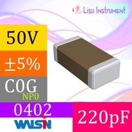 220pF ±5% 50V NP0 C0G 0402 1005(mm) SMD Multilayer Ceramic Capacitors MLCC SMT Walsin