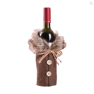 Christmas Wine Bottle Cover Cute Faux Fur Wine Bottle Clothes for Christmas Party Holiday Festivals 
