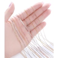 Rantai Emas untuk Wanita, Rantai Emas Putih Nipis, Rantai O Emas Mawar, Rantai Biasa 18K, Rantai Tul