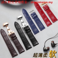 Recommended by Technicians (Ready Stock) Ultra-Thin Genuine Leather Watch Strap Men Women Alternative Tissot Langqin Uranus DW Yibo Red Blue Butterfly Buckle Strap