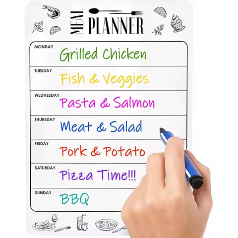 Dry Erase Magnetic Meal Planner Refrigerator A4 (8.5x12 inch) - Magnet Weekly Menu Board Fridge - Ma