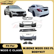 W205 Mercedes Benz C Class C180 C200 C250 AMG C63 Bodykit Front Bumper Side Skirt Rear Bumpers PP Ma