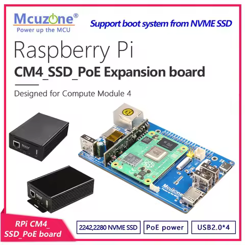 Raspberry Pi CM4 SSD_PoE Expansion board,support 2242/2280 NVME M.2, CSI,DSI,4G LTE,POE power