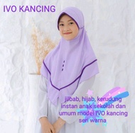Jilbab hijab kerudung instan anak sekolah dan umum model IVO kancing ungu Muda