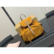 MIU MIU/Mumu Corduroy Backpack Logo Cotton Backpack Women 27 * 33cm 358 Yuan Free Shipping