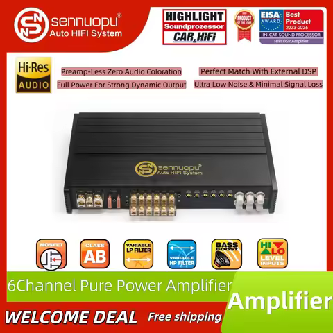 Sennuopu HQ-200.6A Car 6-channel Class AB amplifier 200W RMS Toshiba Complementary Transistors Activ