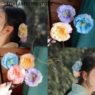 MXFASHIONE Wooden Hair Stick, Peonies Chinese Style Hanfu Hairpin, Classical Simulated Flowers Rose Hanfu Headwear Flower Hair Clip Hanfu Accessories