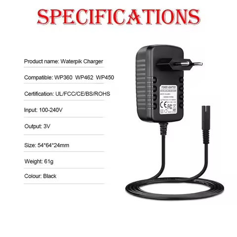 Charger Adapter For Waterpik WP360W WP450EC 360C 440C 440W 450W 450C 460W 460C 465W 550W 550C Water