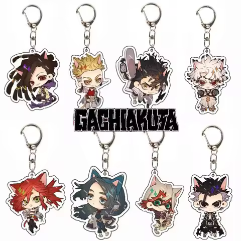 Anime GACHIAKUTA Rudo Zanka Enjin Riyo Cosplay Keychain Kawaii Acrylic Pendant Keyring Key Chain Bag