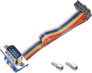 uxcell IDC Rainbow Wire Flat Ribbon Cable FC-10 to DB9 Male Connector 2.54mm Pitch 7.9inch Length