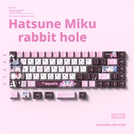 Mysterious Land Hatsune Rabbit Hole Theme Keycaps Original Side-Engraved Translucent PBT Five-Sided 