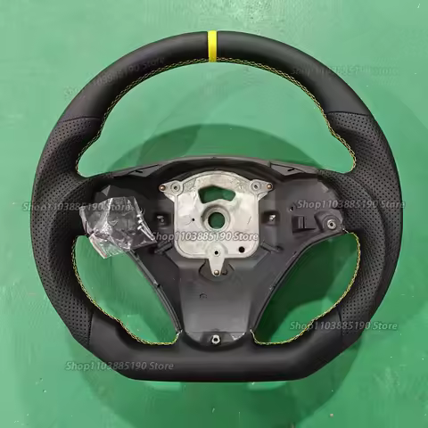 Full Leather Flat Bottom Steering Wheel For BMW E90 E91 E92 E93 E89 E87 E82 328i 335i 135i 325i Yell