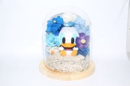 ♥️ 情人節禮物 ♥️ 客訂 Donald Duck 唐老鴨 永生花 材料包 木牌雕刻 來圖訂製 不凋謝花 保鮮花 玻璃罩 擺設 繡球花 情人節禮物 結婚禮物 生日禮物