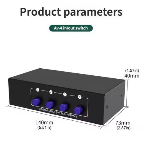 Professional Composite Video L/R Audios Selector Box Metal AV Switcher 4Way AV Connection Seamlessly