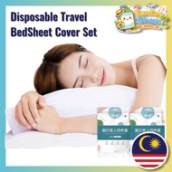 Travel Disposable Bed Sheet Cover 4 in 1 一次性床单套装/一次性双人/单人酒店床单 Double Single Hotel Thick Bed Sheets