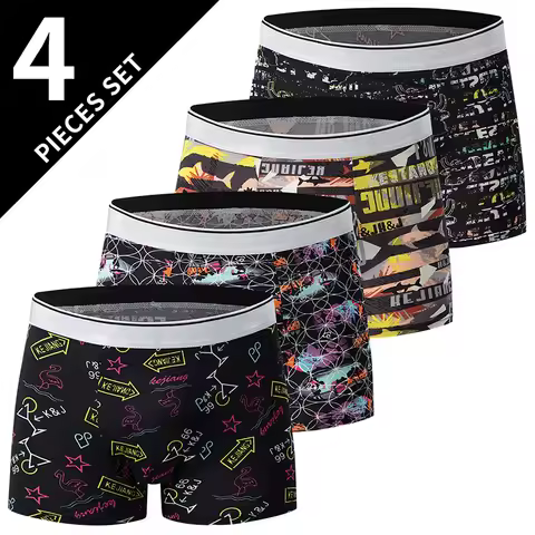 4-piece men's fashion graffiti underwear boyshort personality trend Joker shorts teenagers casual pl