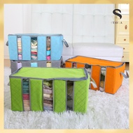 【65L Storage Box】Bamboo Charcoal Three-Grid Transparent Storage Box Clothes Organizer