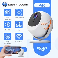 South Ocean 4K Android Movie Projector 5G WiFi 1080P HD Auto Keystone Portable 3W Speaker for Cinema