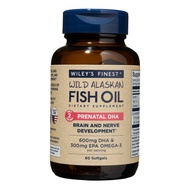 Wiley's Finest - Wild Alaskan Fish Oil: Prenatal DHA 600mg DHA - Omega 3 Supplement - 60 Softgels by